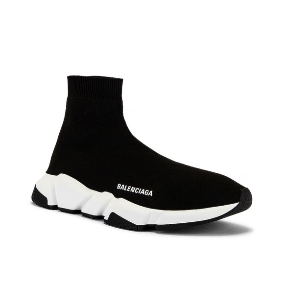 BALENCIAGA Speed Light Knit Sneakers Black White - Picture 8 of 13
